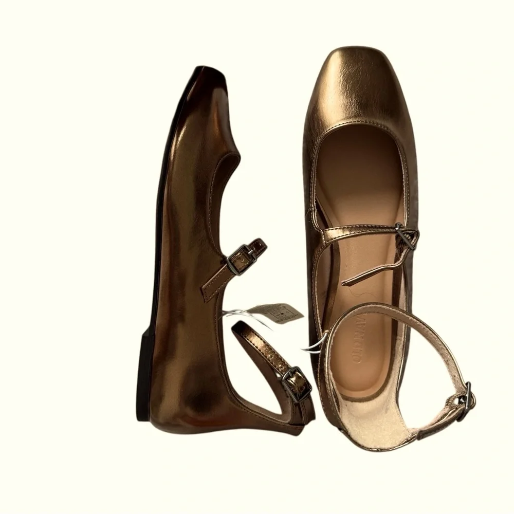 NWT No Boundaries Brown Flats with Ankle Strap